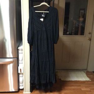 Free People Mockingbird Embroidered Eyelet Open-Back Maxi Swing Dres